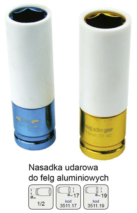 ADLER NASADKA DO FELG ALU. 1/2" 17mm DŁ.