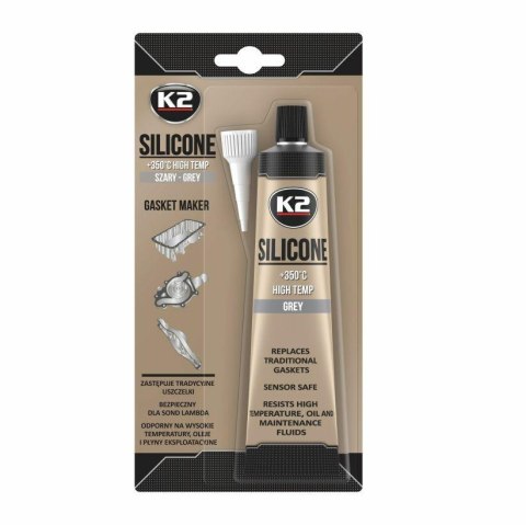 K2 SILIKON SZARY 85G WYSOKOTEMPERATUROWY +350st, PŁYNNA USZCZELKA