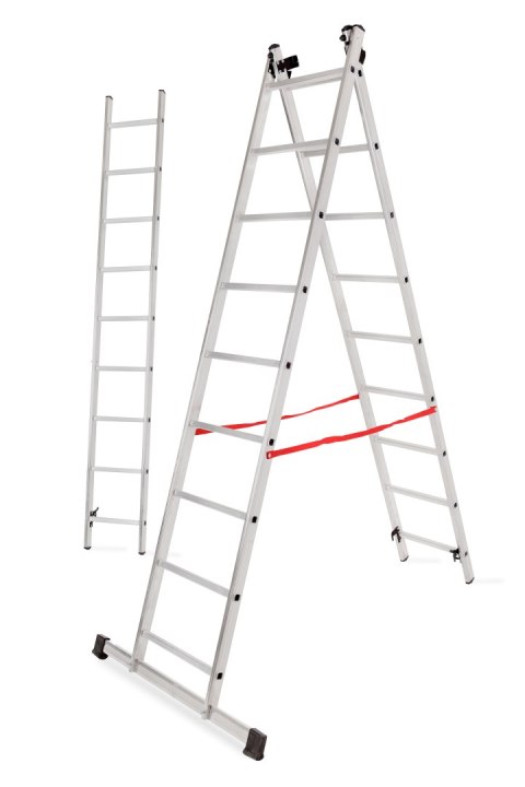 AWTOOLS DRABINA ALUMINIOWA BASIC 3x11 STOPNI 150kg