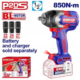 Klucz udarowy 1/2 850Nm 20V P20S Emtop