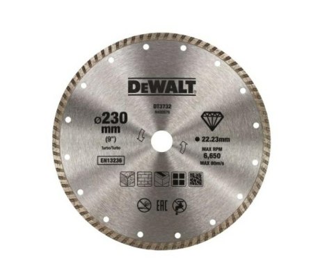 DEWALT TARCZA DIAMENTOWA 230x2,6x22,2mm TURBO DEWALT TARCZA DIAMENTOWA 230x2,6x22,2mm TURBO