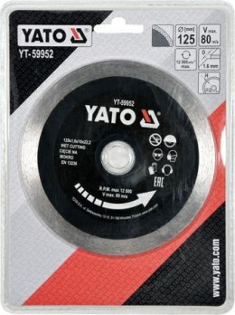 YATO TARCZA DIAMENTOWA PEŁNA 125 x 22,2mm 59952