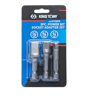 KING TONY ZESTAW UCHWYTÓW TRZPIENIOWYCH DO WKRĘTAREK 1/4" CALOWE 1/4", 3/8", 1/2" x 50mm, ZACZEP KULKOWY