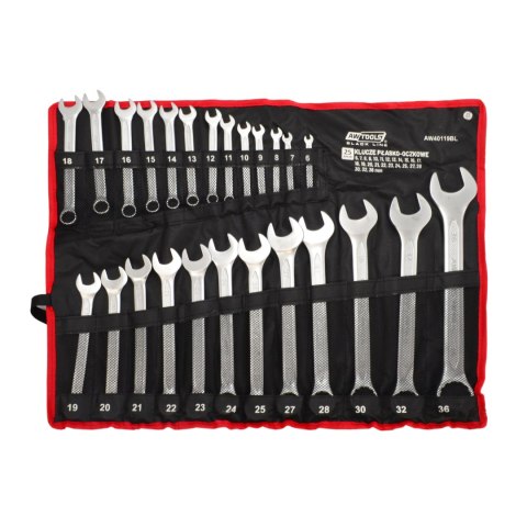 AWTOOLS KLUCZ PŁASKO-OCZKOWY KPL.25szt. /6mm-36mm BLACK LINE
