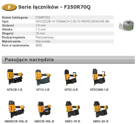 BOSTITCH GWOŹDZIE F 2,50-70 R Q 9m ...