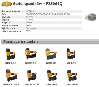 BOSTITCH GWOŹDZIE F 2,80-65 P Q 7,5m