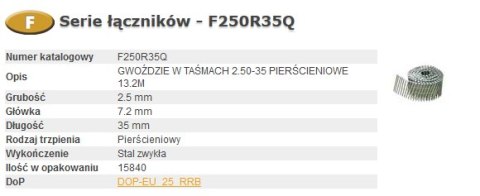 BOSTITCH GWOŹDZIE F 25-35 13,2M