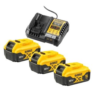 DEWALT AKUMULATOR 18V 5,0Ah DCB184 3szt. + ŁADOWARKA DCB1104