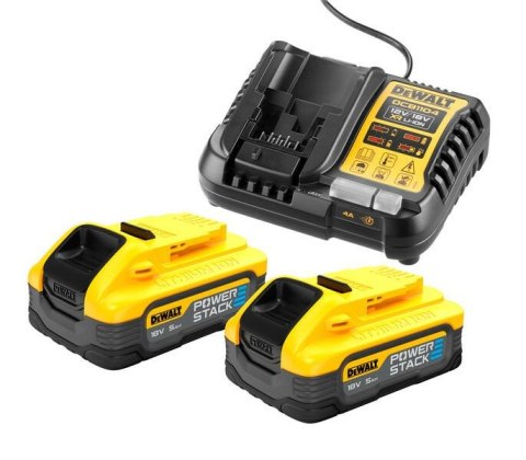 DEWALT AKUMULATOR 18V 5,0Ah DCBP518 POWERSTACK 2szt. +ŁADOWARKA DCB1104