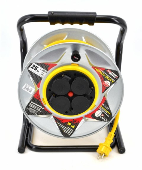 AWTOOLS PRZEDŁUŻACZ BĘBEN METALOWY ŻÓŁTY HEAVY DUTY 25m 3x2,5 mm 16A / 3680W / IP44 NEOPREN AWTOOLS PRZEDŁUŻACZ BĘBEN METALOWY ŻÓŁTY HEAVY DUTY 25m 3x2,5 mm 16A / 3680W / IP44 NEOPREN