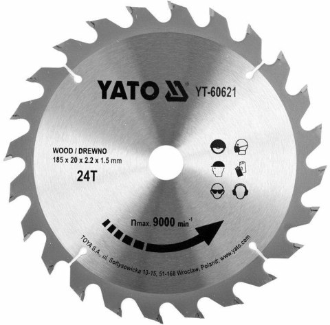 YATO PIŁA TARCZ.WID. 185*24*20 60621 YATO PIŁA TARCZ.WID. 185*24*20 60621