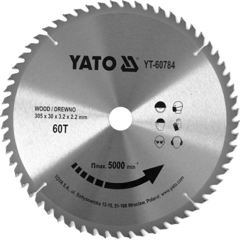 YATO PIŁA TARCZ.WID. 305*60*30 60784 YATO PIŁA TARCZ.WID. 305*60*30 60784
