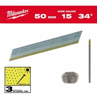 MILWAUKEE SZTYFTY WYKOŃCZENIOWE, 15G, GŁOWA TYPU D 50mm INOX DO M18 CN15GA /2500szt.