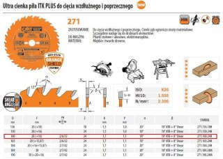 CMT PIŁA TARCZOWA ITK D=160 F=20 Z=24 K=1,7/1,1 UNIWERSALNA, ULTRACIENKA