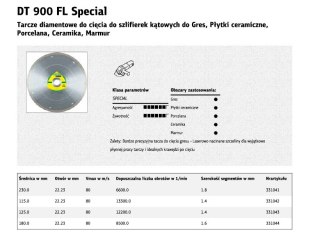 KLINGSPOR TARCZA DIAMENTOWA PEŁNA 125mm x 1,4mm x 22,2mm DT900FL GRES, SPECIAL,SUCHO, MOKRO