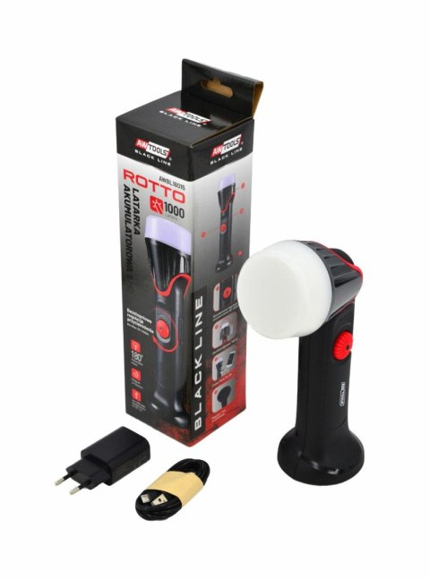 AWTOOLS BLACK LINE LATARKA WARSZTATOWA ROTTO SMD LED 1000LM AWTOOLS BLACK LINE LATARKA WARSZTATOWA ROTTO SMD LED 1000LM