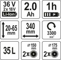 YATO KOSIARKA AKUMULATOROWA 36V 2x18V 2x2,0Ah