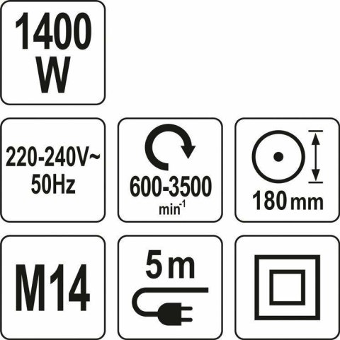YATO POLERKA 1400W 180mm 600-3500 OBR/MIN M14 YATO POLERKA 1400W 180mm 600-3500 OBR/MIN M14