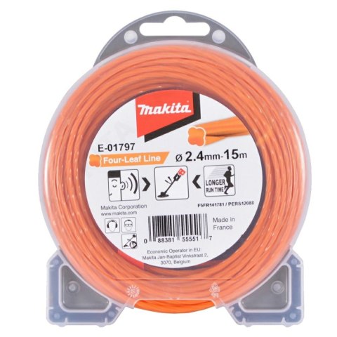 MAKITA ŻYŁKA NYLONOWA "KONICZYNA" 2,4mm/15mb MAKITA ŻYŁKA NYLONOWA "KONICZYNA" 2,4mm/15mb