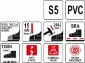 YATO BUTY KALOSZ BEZPIECZNE Z PODNOSKIEM METALOWYM I STALOWĄ WKŁADKĄ ANTYPRZEBICIOWĄ ROZM. 39