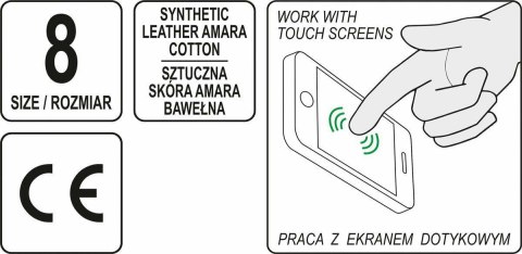 YATO RĘKAWICE ROBOCZE Z SYNTETYCZNEJ SKÓRY AMARA ZE WZMOCNIENIAMI ,OBSŁUGA SMARTFONA ROZM. 8 YATO RĘKAWICE ROBOCZE Z SYNTETYCZNEJ SKÓRY AMARA ZE WZMOCNIENIAMI ,OBSŁUGA SMARTFONA ROZM. 8