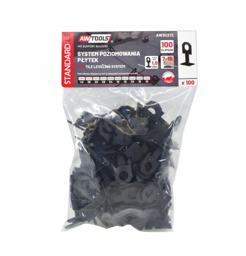 AWTOOLS SYSTEM POZIOMOWANIA PŁYTEK STANDARD 1,0mm - 7-5mm - KLIPS 100szt. AWTOOLS SYSTEM POZIOMOWANIA PŁYTEK STANDARD 1,0mm - 7-5mm - KLIPS 100szt.