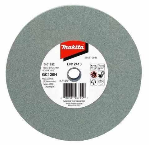 MAKITA TARCZA ŚCIERNA 150X16X12,7 GC120H MAKITA TARCZA ŚCIERNA 150X16X12,7 GC120H
