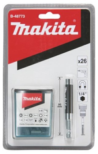 MAKITA ZESTAW KOŃC. WKRĘT. 25szt. + UCHWYT 80mm