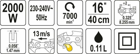 YATO PIŁA ŁAŃCUCHOWA ELEKTRYCZNA 2000W YATO PIŁA ŁAŃCUCHOWA ELEKTRYCZNA 2000W