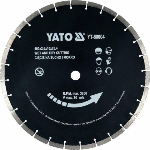 YATO TARCZA DIAMENTOWA DO BETONU 400x25,4mm YATO TARCZA DIAMENTOWA DO BETONU 400x25,4mm
