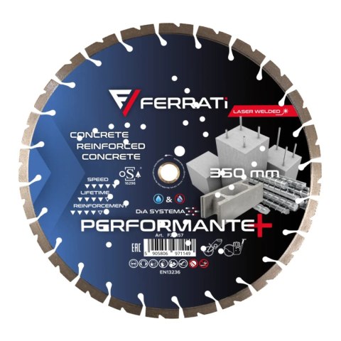Tarcza diamentowa tnąca 1A1RSS 350mm 25,4-F4mm PERFORMANTE PLUS