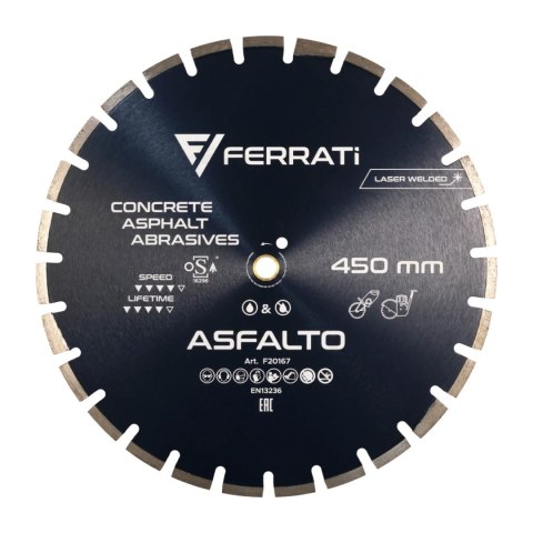 Tarcza diamentowa tnąca 1A1RSS C1S 450mm 25,4-F4mm ASFALTO Tarcza diamentowa tnąca 1A1RSS C1S 450mm 25,4-F4mm ASFALTO