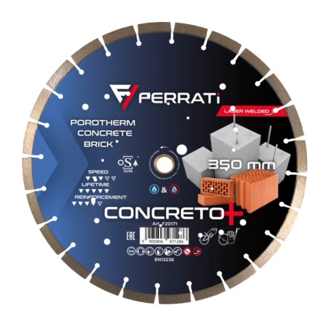 Tarcza diamentowa tnąca 1A1RSS C3-W 350mm 25,4-F4mm CONCRETO PLUS Tarcza diamentowa tnąca 1A1RSS C3-W 350mm 25,4-F4mm CONCRETO PLUS