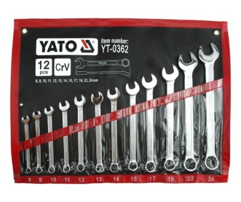 YATO KLUCZE PŁASKO-OCZKOWE SATYNOWANE 12 elem. 8-24mm ETUI 0362 YATO KLUCZE PŁASKO-OCZKOWE SATYNOWANE 12 elem. 8-24mm ETUI 0362