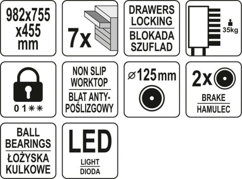 YATO WÓZEK SERWISOWA 7 SZUFLAD LED LOGO YATO WÓZEK SERWISOWA 7 SZUFLAD LED LOGO