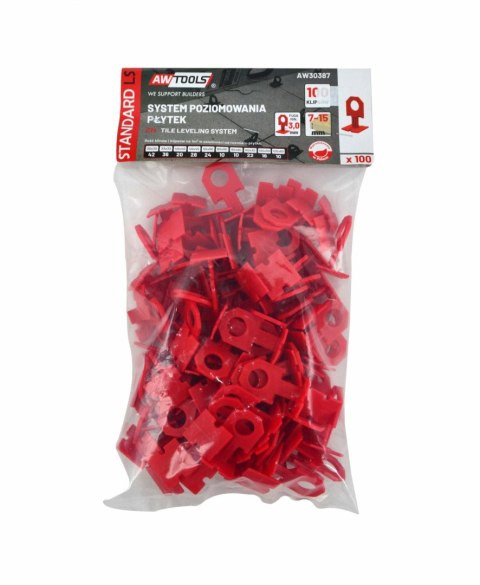 AWTOOLS SYSTEM POZIOMOWANIA PŁYTEK STANDARD 3,0mm - 7-15mm - KLIPS 100szt. AWTOOLS SYSTEM POZIOMOWANIA PŁYTEK STANDARD 3,0mm - 7-15mm - KLIPS 100szt.