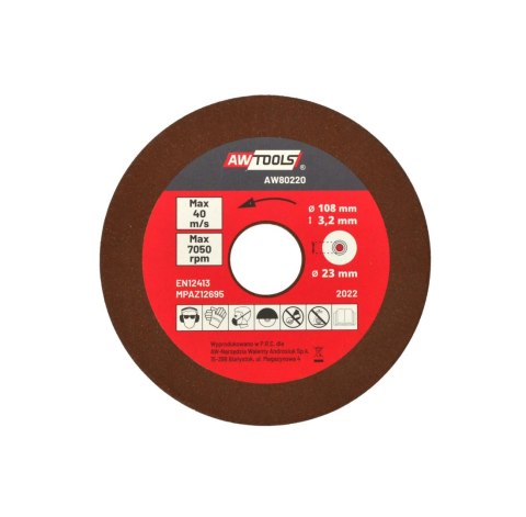 AWTOOLS TARCZA DO OSTRZENIA ŁAŃCUCHA 108x23,2x3,2 mm AWTOOLS TARCZA DO OSTRZENIA ŁAŃCUCHA 108x23,2x3,2 mm