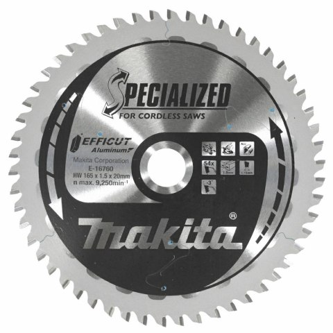 MAKITA PIŁA TARCZOWA 165x20x54z EFFICUT DO ALUMINIUM MAKITA PIŁA TARCZOWA 165x20x54z EFFICUT DO ALUMINIUM