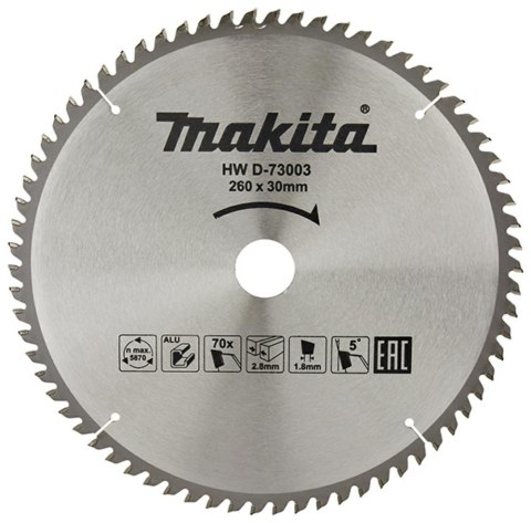 MAKITA PIŁA TARCZOWA DO ALUMINIUM 260x30x70z ECONOMY MAKITA PIŁA TARCZOWA DO ALUMINIUM 260x30x70z ECONOMY