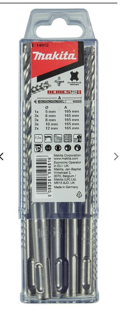 MAKITA ZESTAW WIERTEŁ SDS+ 12szt. NEMESIS 2 MAKITA ZESTAW WIERTEŁ SDS+ 12szt. NEMESIS 2