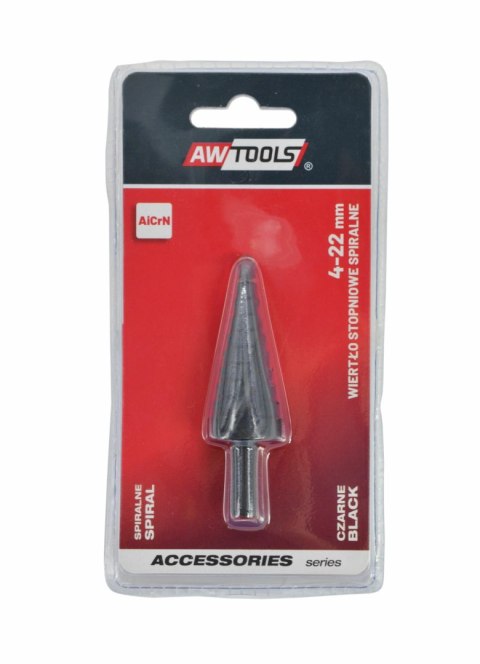 AW WIERTŁO STOPNIOWE SPIRALNE/ 4-22mm/ AICrN/ CZARNE