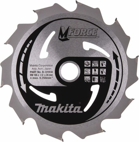 MAKITA PIŁA TARCZOWA 165x20x10z M-FORCE DREWNO MAKITA PIŁA TARCZOWA 165x20x10z M-FORCE DREWNO
