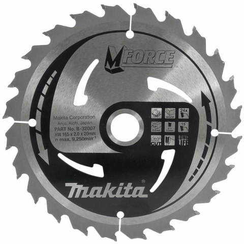 MAKITA PIŁA TARCZOWA 165x20x24z M-FORCE DREWNO MAKITA PIŁA TARCZOWA 165x20x24z M-FORCE DREWNO