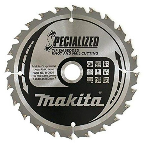 MAKITA PIŁA TARCZOWA 165x20x24z SPECJALIZED DREWNO (Z GWOŹDZIAMI I SĘKAMI) >>>B-33093 MAKITA PIŁA TARCZOWA 165x20x24z SPECJALIZED DREWNO (Z GWOŹDZIAMI I SĘKAMI) >>>B-33093
