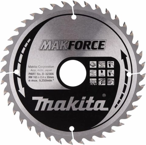 MAKITA PIŁA TARCZOWA 165x30x40z MAKFORCE DREWNO MAKITA PIŁA TARCZOWA 165x30x40z MAKFORCE DREWNO