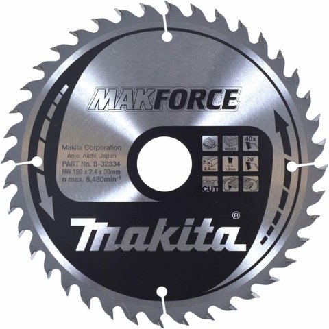 MAKITA PIŁA TARCZOWA 180x30x40z MAKFORCE DREWNO MAKITA PIŁA TARCZOWA 180x30x40z MAKFORCE DREWNO