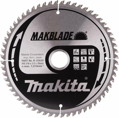 MAKITA PIŁA TARCZOWA 216x30x60z MAKBLADE DREWNO MAKITA PIŁA TARCZOWA 216x30x60z MAKBLADE DREWNO
