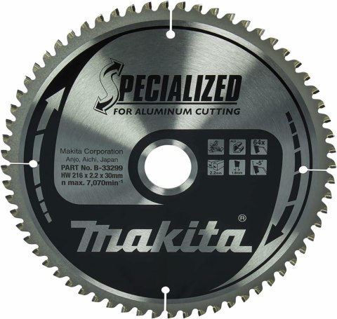 MAKITA PIŁA TARCZOWA 216x30x64z SPECJALIZED ALUMINIUM MAKITA PIŁA TARCZOWA 216x30x64z SPECJALIZED ALUMINIUM