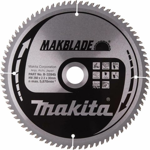 MAKITA PIŁA TARCZOWA 260x30x80z MAKBLADE DREWNO MAKITA PIŁA TARCZOWA 260x30x80z MAKBLADE DREWNO