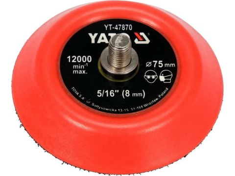 YATO DYSK / TALERZ POLERSKI Z RZEPEM 75mm 5/16" YATO DYSK / TALERZ POLERSKI Z RZEPEM 75mm 5/16"